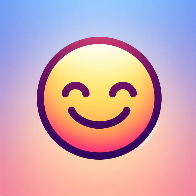 A smiling emoji with a gradient background