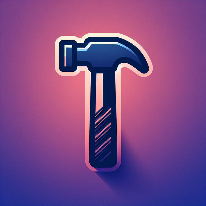 A hammer with a purple to blue gradient